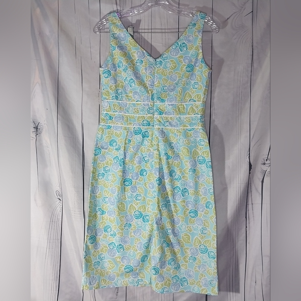 Tahiti Reef Club Preppy Classic Coastal Modest Sleeveless Cotton Sheath Dress - Picture 8 of 14